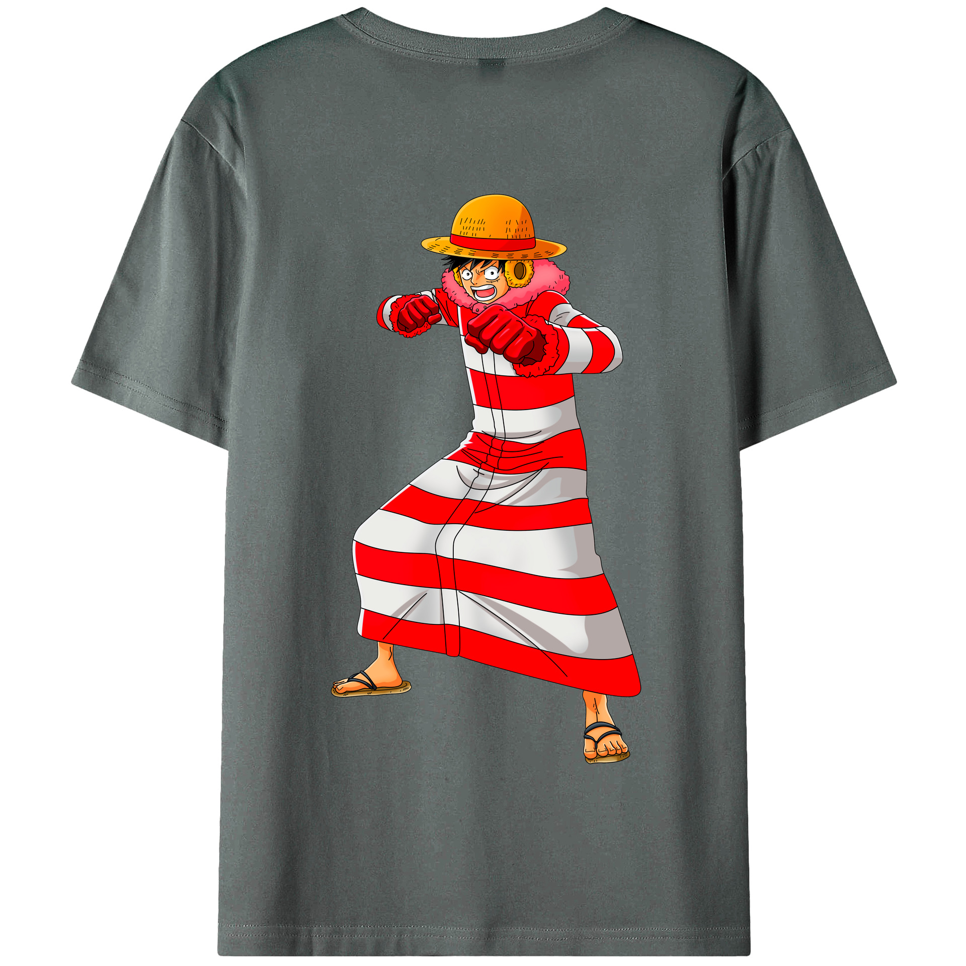 ワンピース モンキー・D・ルフィ ONE PIECE Monkey D. Luffy 綿100％半袖Tシャツ（背面プリント）